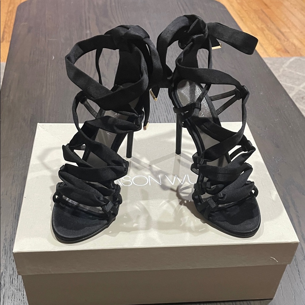 New Jason Wu Black Strappy Lace-Up Stiletto Sandals - Women